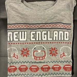 Chowdaheadz Gray New England Patriots Short Sleeve Tee - Christmas sweater style
